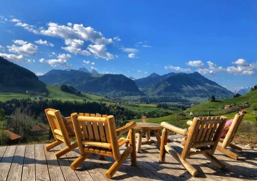 Chalet authentique avec magnifique vue in Cerniat, Schweiz