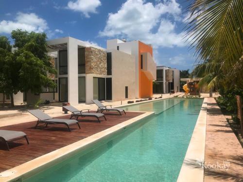 Chic Mexican Style Villa Kookay, Beach Club Pool in Telchac Puerto, Mexico