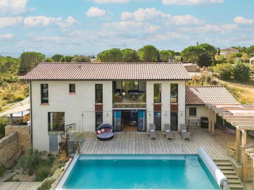 5-Star LUXURY hilltop house with heated salt pool and hot tub, close to Carcassonne - Location, gîte - Aragon