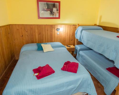 1 double bed, 1 bunk bed