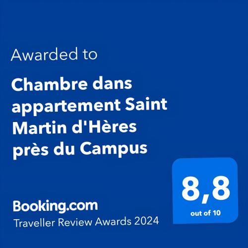 Chambre dans appartement Saint Martin d'Hères près du Campus