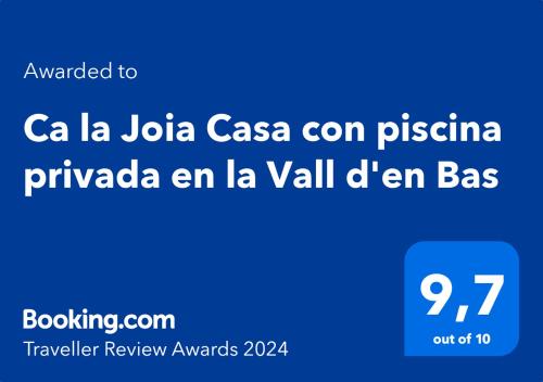 Ca la Joia Casa con piscina privada en la Vall d'en Bas