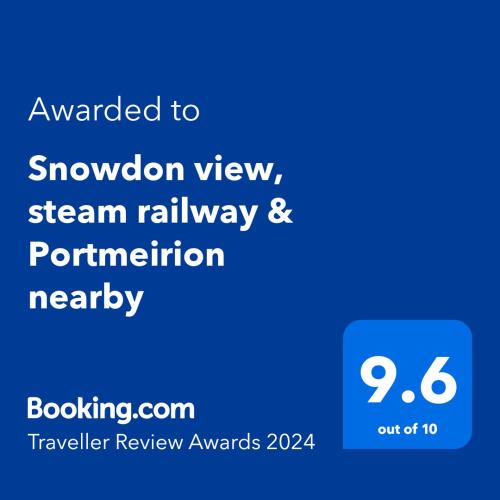 Snowdon view, steam railway & Portmeirion nearby
