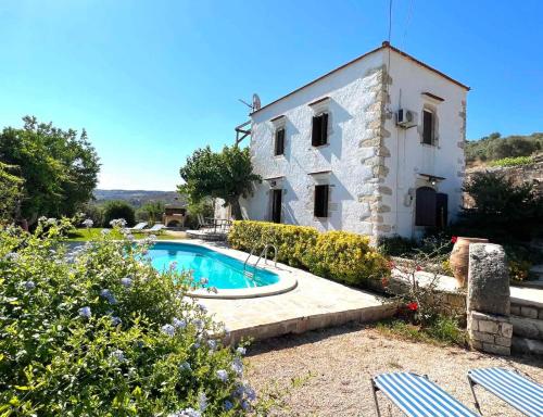 Exterior view, Villa Ovgoro, Provarma, pool, seaview balcony in Keramies