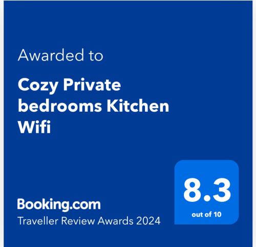 Cozy Private bedrooms Kitchen Wifi