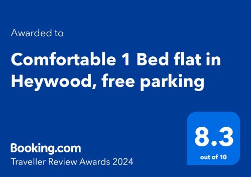 Cosy 1Bed Apartment in Heywood with Free Parking