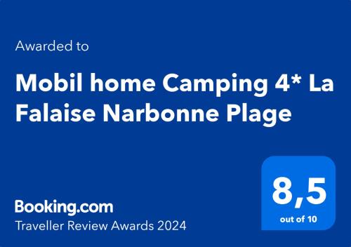 Mobil home Camping 4* La Falaise Narbonne Plage