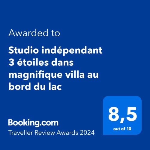 Studio indépendant 3 étoiles dans magnifique villa au bord du lac d'Annecy