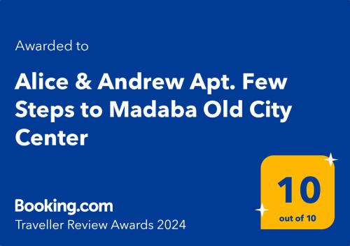 Alice & Andrew Apt. Few Steps to Madaba Old City Center