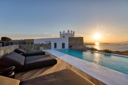 Mykonos Town Black Villa with Cave Heated Pool