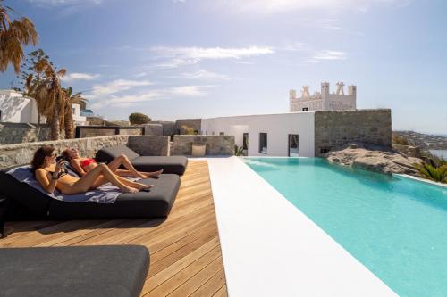 Mykonos Town Black Villa with Cave Heated Pool