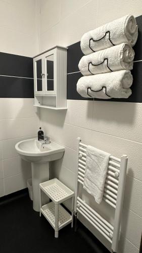 Baño, Modern 2 Bed near Turf Moor Football Stadium, Parks, Canal and Lake in Burnley