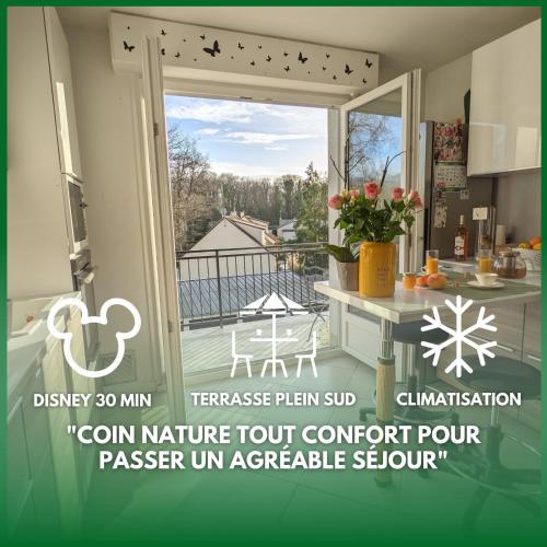 Paris Disney - Clim - Terrasse Sud dans nature - Location saisonnière - Sucy-en-Brie