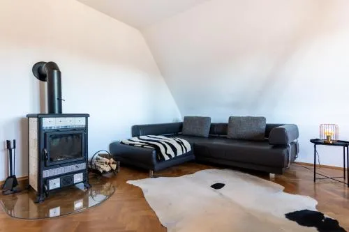 Doppelhaus- Villa Leipzig Schleußig , moderner Altbau Apartment Dachetage mit 2 Schlafzimmern und separatem Zusatzzimmer , Parkplatz - Balkon - Kamin - Eicheparkett - Arbeitsplatz in Leipzig, Deutschland