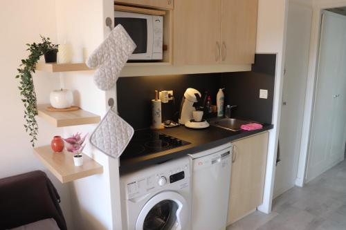 Kitchen, T2 climatise wifi piscines parking in Saint-Raphael