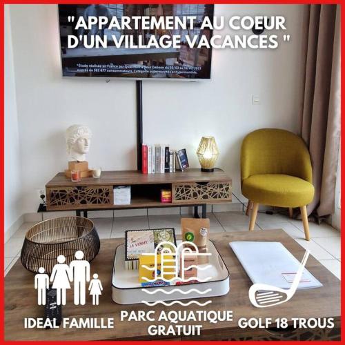 "LA P'TITE PAUSE" Appartement 4 personnes vue golf, accès piscine gratuit