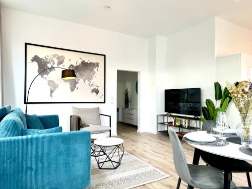 共用Lounge/電視區, UNiQE - city central - design apartment - SKY-TV - free parking in 格爾斯托芬