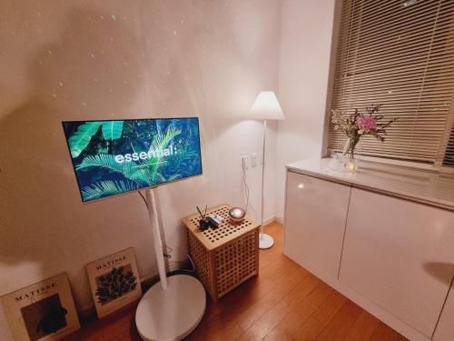 Yellow House - Duplex, Night view, White modern interior