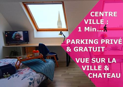 Appartement Tout équipé en Hyper-Centre avec Parking Privé et Gratuit - Vue sur la Ville et Château de Caen - Location saisonnière - Caen