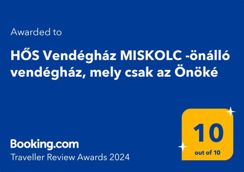 HŐS Vendégház MISKOLC -önálló vendégház, mely csak az Önöké