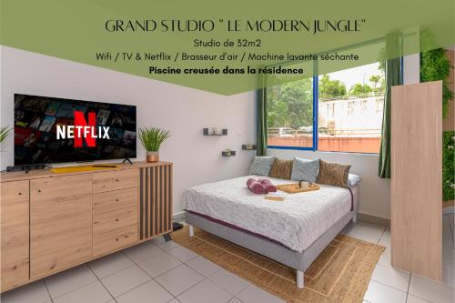 Grand Studio Le Modern Jungle - Résidence Les Jacquiers - Location saisonnière - Saint-Denis