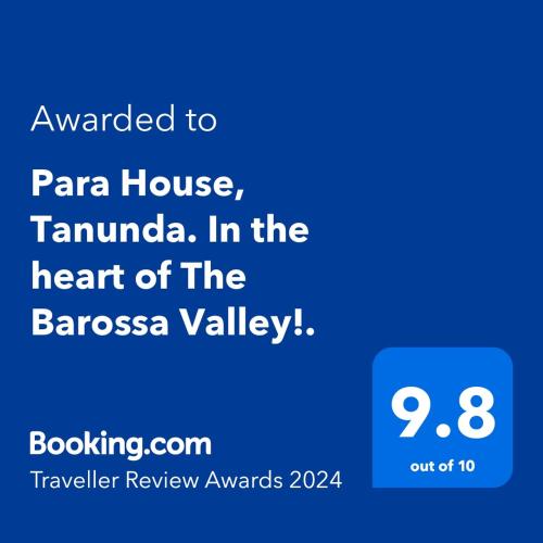 Para House, Tanunda. In the heart of The Barossa Valley!.