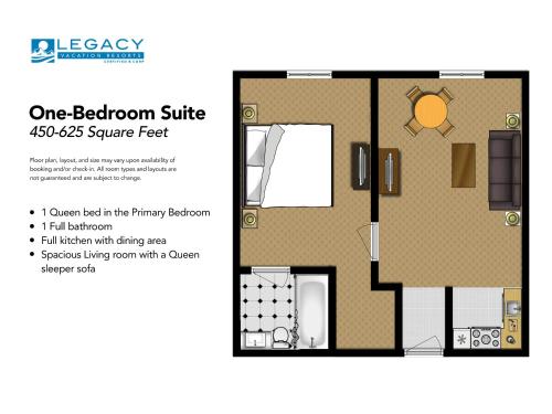 1 queen bed, 1 sofa bed