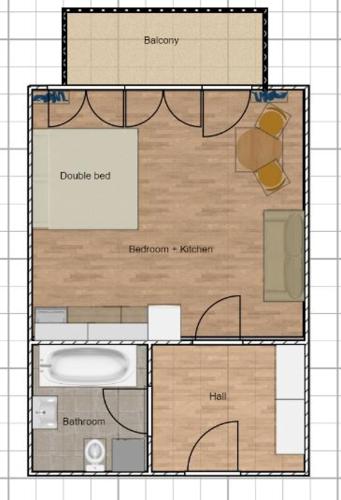 Floor plans, AuriApartments Liben novy byt 1kk s garazi in Prague 14