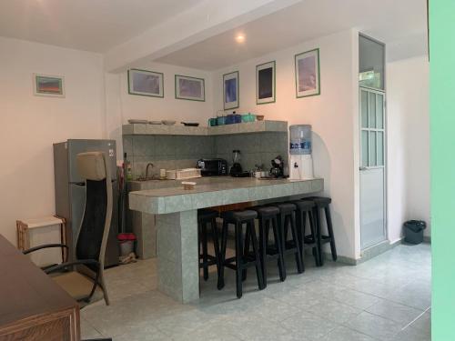 Studio with swimming pool at 12 m height over jungle in Chemuyil