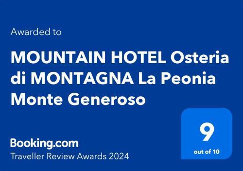 MOUNTAIN HOTEL Osteria di MONTAGNA La Peonia Monte Generoso