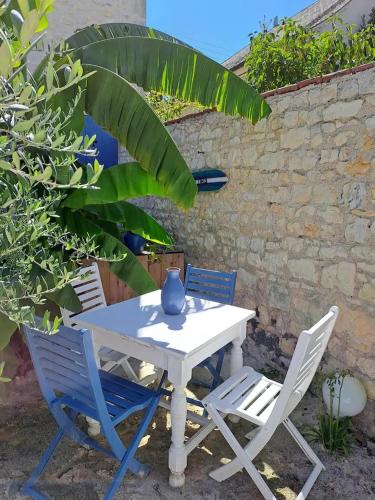 Chambre bleue avec accès plage