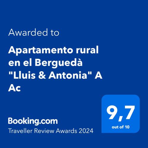 Apartamento rural en el Berguedà "Lluis & Antonia" A Ac