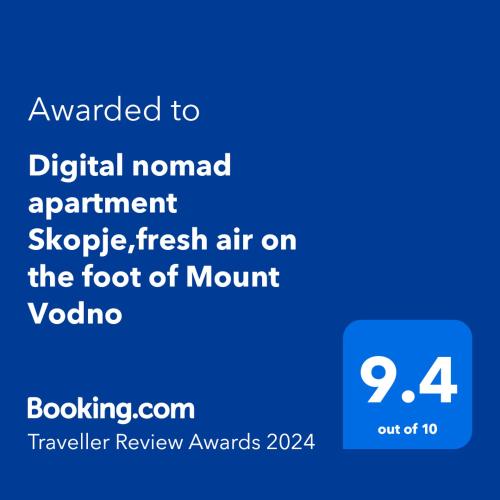 Digital nomad apartment Skopje,fresh air on the foot of Mount Vodno