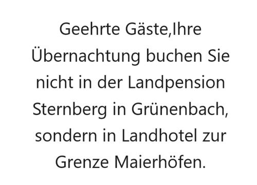 Landpension Sternberg - Grünenbach