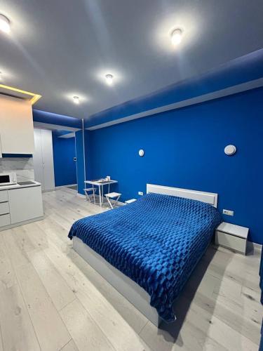 Blue studio apartment