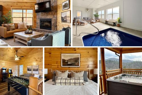 Modern Cabin w Indoor Pool MTN View Game Room