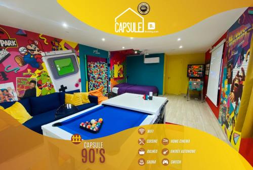 Capsule 90's - Balnéo - Sauna - Flipper - Billard - Netflix - Nintendo Switch & Jeux -, Mons