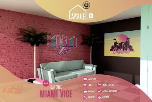 Capsule Miami Vice - Jacuzzi - Billard - Ecran cinéma & Netflix - Ping-Pong - Nintendo & Jeux- - Location saisonnière - Liévin