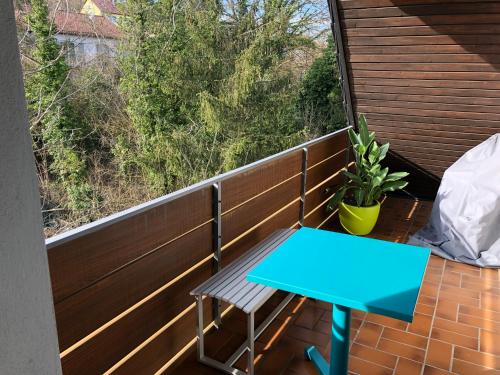 Blaues Zimmer -keine Kuche- mit grossem Balkon, Bad ist ein Traum, nur 50 Schritte zum Radweg am Mai - Marktsteft