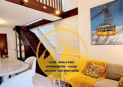 Yellow Home-by So'SerenityHome-balcon vue montagne-mezzanine - Location saisonnière - Cluses