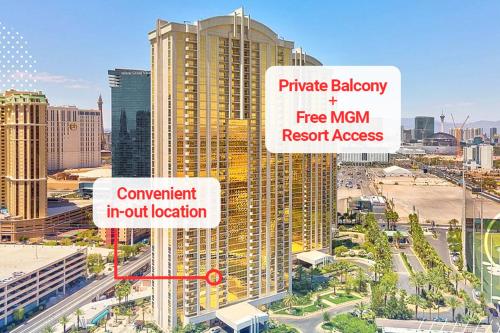 LADY LUCK'S VISTA - Private Balcony - Full Kitchen - Two Full Baths - Jetted Tub - Full MGM Grand Resort Access w No Resort Fee at MGM Signature