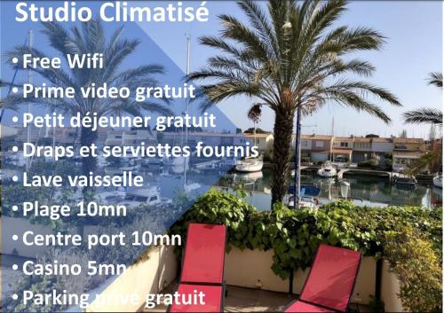 Cap Capistol Studio avec terrasse, vue port, Cap d'Agde