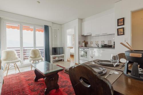 keuken, Logement avec vue spectaculaire sur les montagnes in Randogne