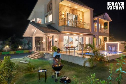 Exterior view, StayVista's Kaarma Villa - Valley-View Villa with Outdoor Pool, Lawn featuring a Gazebo & Machan near Karla Caves