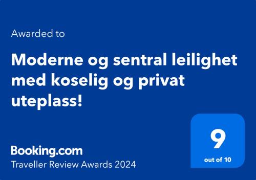 Moderne og sentral leilighet med koselig og privat uteplass!