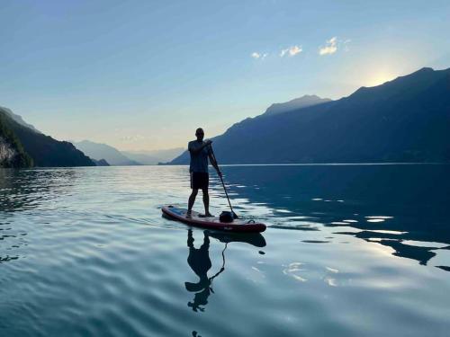 Romantic Swiss Alp Iseltwald with Lake & Mountains