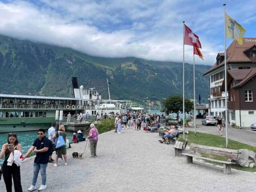 Romantic Swiss Alp Iseltwald with Lake & Mountains