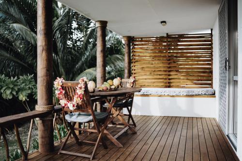 balkon/taras, Tai Marino Beach Bungalows in Aitutaki