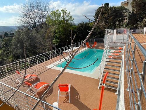 1BR New AC villa Wi-Fi Pool BBQ Mountain View - Location, gîte - Cagnes-sur-Mer