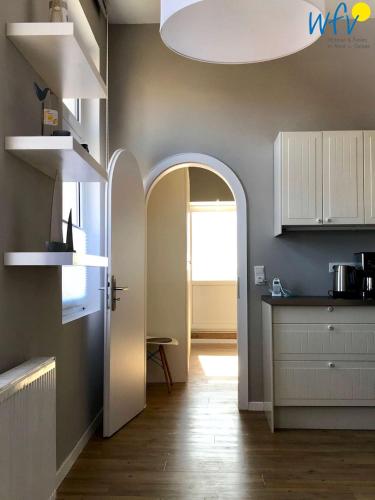 廚房, Haus Inselrose Ferienwohnung Ankerrose in 尤斯特